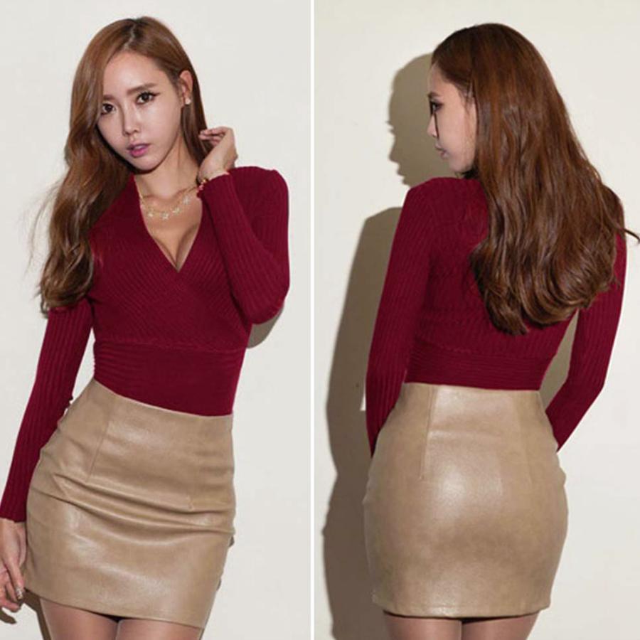 新作入荷アイテム | レディース ニットソー 長袖 プルオーバー トップス 韓国ファッション ニット きれいめ 秋冬 Vネック ニットセーター