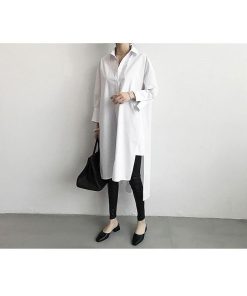 シャツ・ブラウス | ワンピース 秋服 レディース 長袖ワンピース シャツワンピース ロングシャツ ゆったり ブラウスシャツ 通学通勤 20代30代 40代50代 無地 トップス