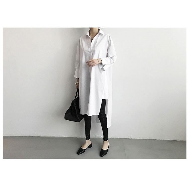 シャツ・ブラウス | ワンピース 秋服 レディース 長袖ワンピース シャツワンピース ロングシャツ ゆったり ブラウスシャツ 通学通勤 20代30代 40代50代 無地 トップス