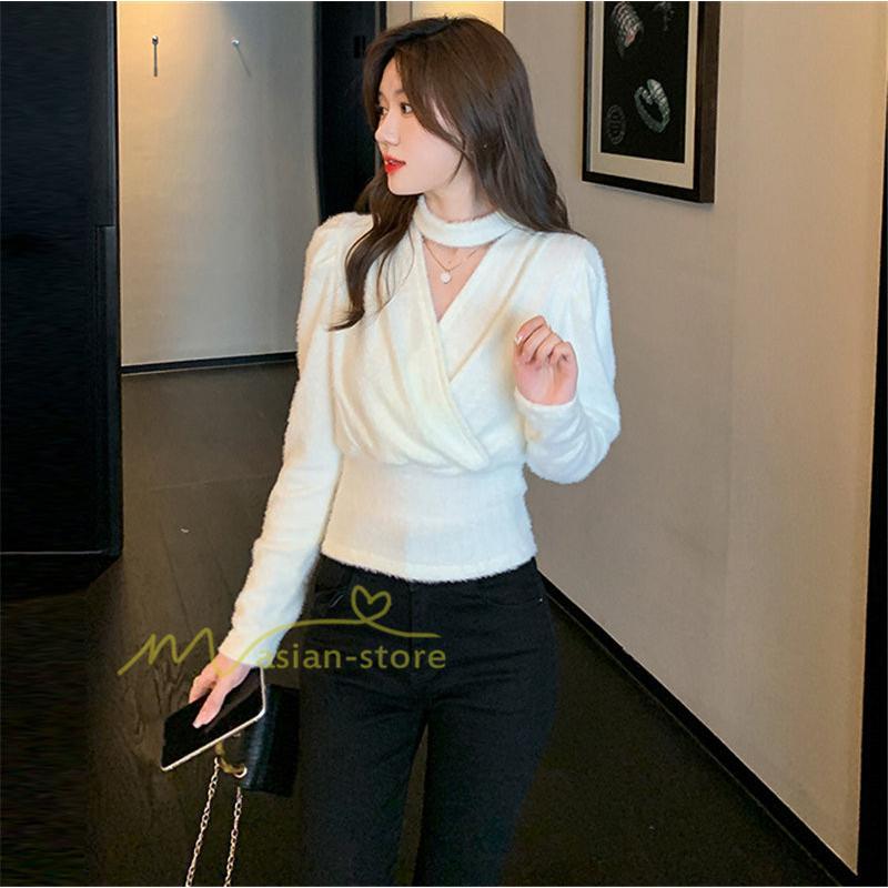 シャツ・ブラウス | ブラウス シャツ 上品 長袖 Vネック オフィスカジュアル 通勤 韓国 ファッション カジュアル エレガント 細身 優雅 OL 20代30代40代 オシャレ 通勤 上品 着回し