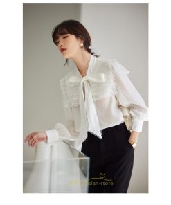 シャツ・ブラウス | ブラウス レディース 長袖 50代 白 シャツ ゆったり トップス きれいめ フォーマル 上品 フェミニン 高品質 20代 40代 OL 蝶結び お出かけ 30代 通勤