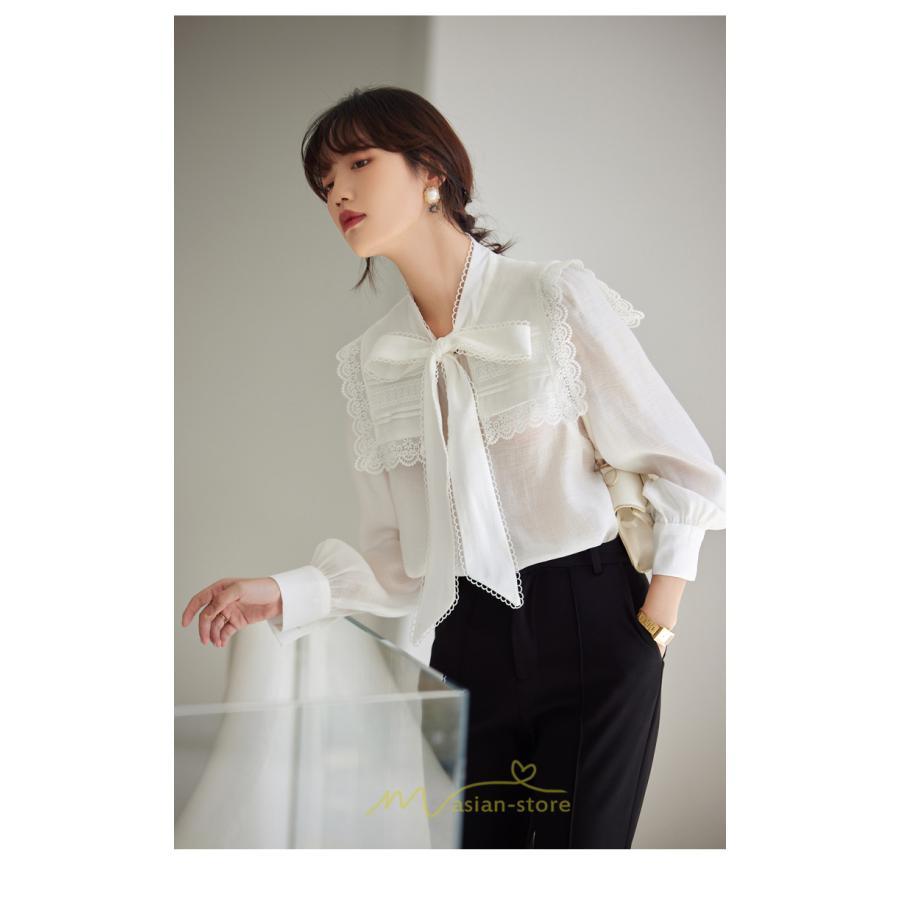 シャツ・ブラウス | ブラウス レディース 長袖 50代 白 シャツ ゆったり トップス きれいめ フォーマル 上品 フェミニン 高品質 20代 40代 OL 蝶結び お出かけ 30代 通勤