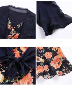 ミディアム | ワンピース レディース 花柄 着痩せ きれいめ おしゃれ 夏 サマーワンピース 膝丈 大きいサイズ 通勤 肩マント ミディアムワンピース お出かけ 気質 二点セット
