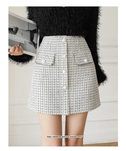 スカート | ミニレディース Aライン ハイウエスト ショート丈 カジュアル お出かけ 通勤 着回し オシャレ 新作 韓国風 ラシャ 暖か キレイめ 2022秋冬