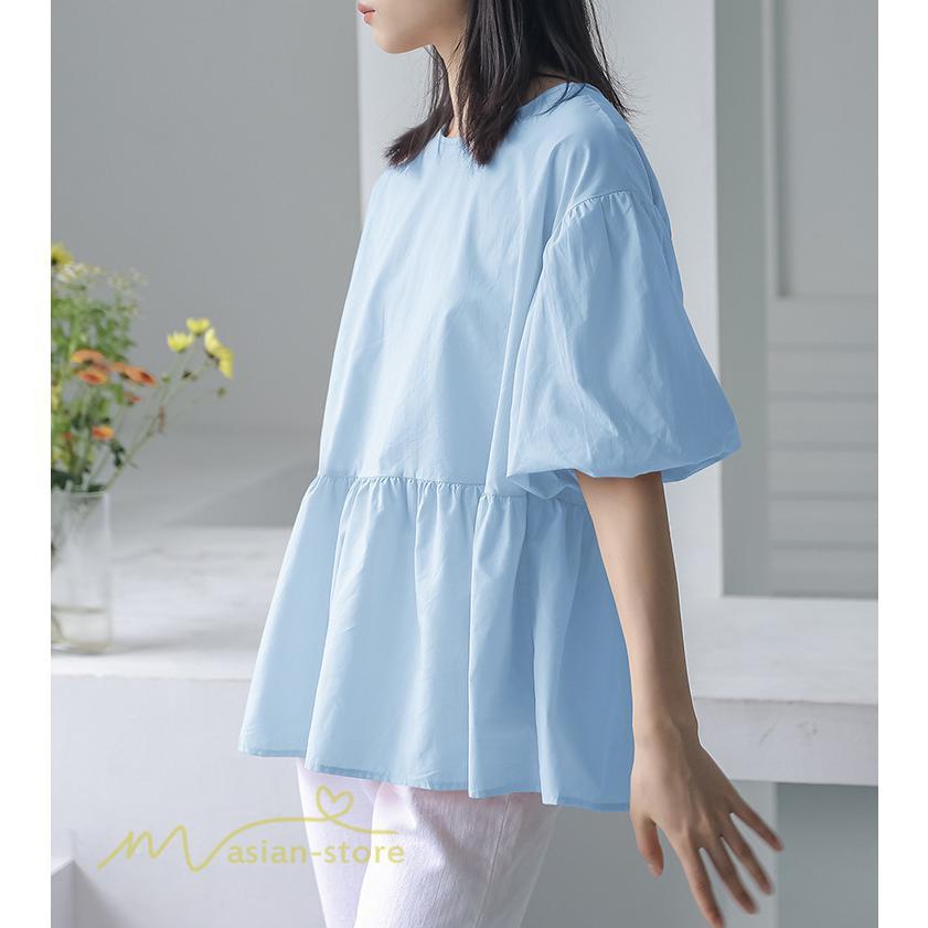 tシャツ・カットソー | Tシャツ レディース トップス サマー 半袖 無地 ゆったり ゆったり 可愛い フェイク 春物 夏服 カットソー 20代30代40代 ブラウス 薄手 体型カバー シンプル