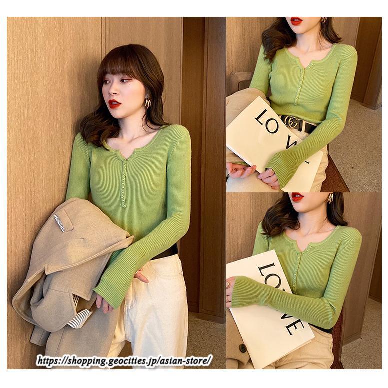 ニット・セーター | カットソー ニット レディース リブニット 長袖 秋冬 春 トップス スリム ストレッチ インナー 無地 着痩せ 長袖ニット 長袖カットソー プルオーバー 通学通勤