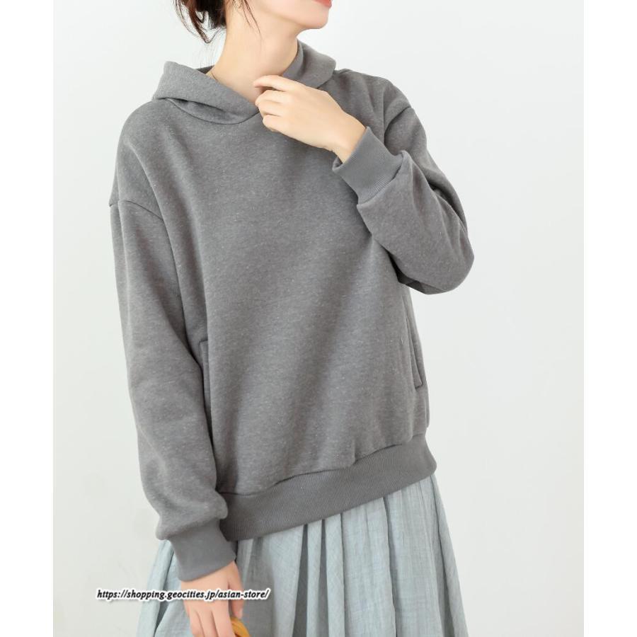 パーカー | バックパール プルオーバー 長袖 バックタック トレーナー レディース フェイクパール ゆったり フード付き 裏起毛 防風 厚手 防寒 秋冬 あったか