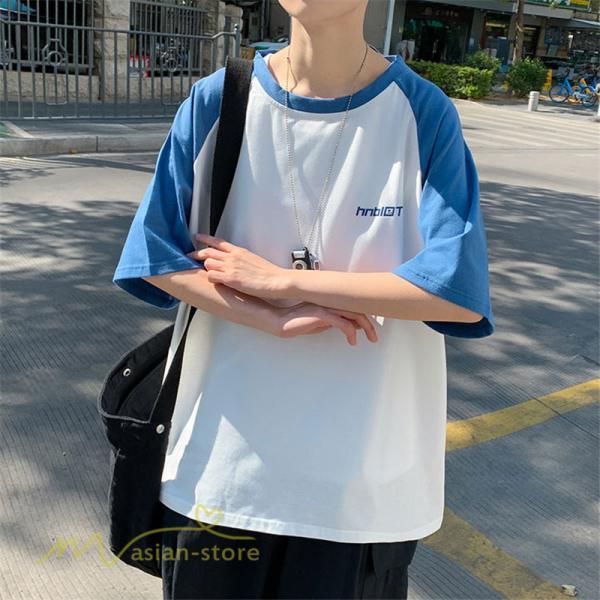 Tシャツ | 夏新作 メンズ Tシャツ 半袖 切り替え カジュアル シンプル カットソー 半袖トップス お出かけ クルーネック 日常感 メンズゆったり