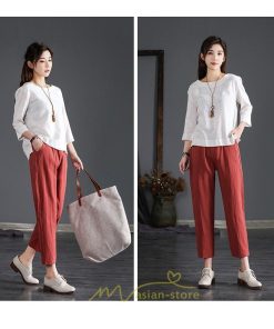 チノ・テーパード・ジョガー・スキニーパン | テーパードパンツ ウエストゴム レディース 大きいサイズ 春夏秋 30代 40代 楽ちん ボトムス 20代 50代 リネン風 パンツ 麻綿風 九分丈 チノパンツ ズボン