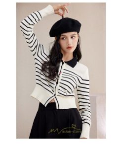 ニット・セーター | カーディガン レディース 春 秋 長袖 トップス  50代 40代 30代 20代 ボーダー柄 おしゃれ キレイめ お出かけ 着痩せ オシャレ 部屋着 ニット あったか