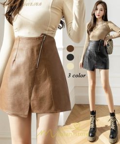 スカート | レザーレディース ミニタイト 秋 冬 PU Aライン ハイウエスト おしゃれ スリット フェイクレザー 可愛い 着痩せ オシャレ