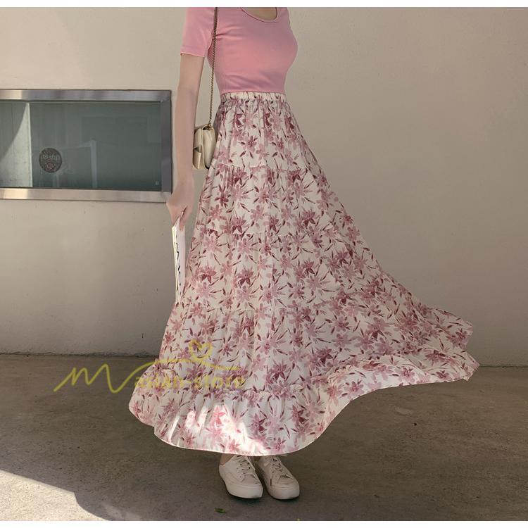 スカート | レディース シフォン フレア マキシ ロングウエストゴム マキシゆったり 普通着 お出かけ お呼ばれ カジュアル 通勤通学 リゾート