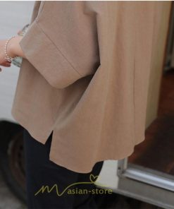 シャツ・ブラウス | ブラウス トップス ｔシャツ 半袖 レディース 体型カバー  シャツ L XL 20代 30代 40代 ママ 50代 60代 大人 丸首 ファッション 新作 夏服 無地 綿麻 ゆったり