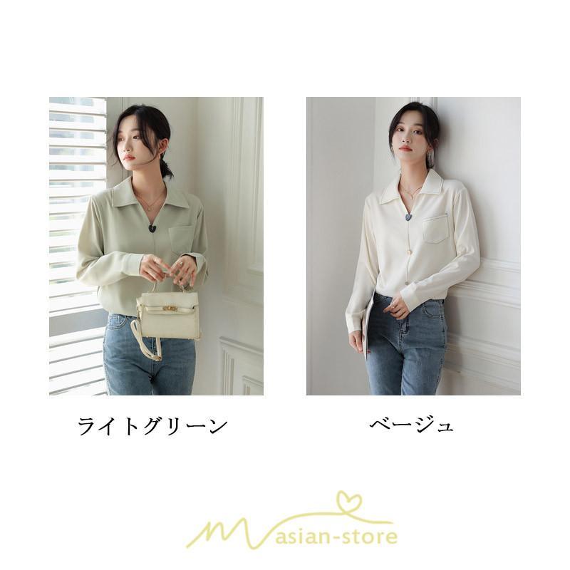 シャツ・ブラウス | ブラウス トップス レディース Vネック秋 シンプル 着回し カジュアル 通勤 オフィス お出かけ 上品 フェミニン 女子会 就活 デート お仕事 エレガント 二次会