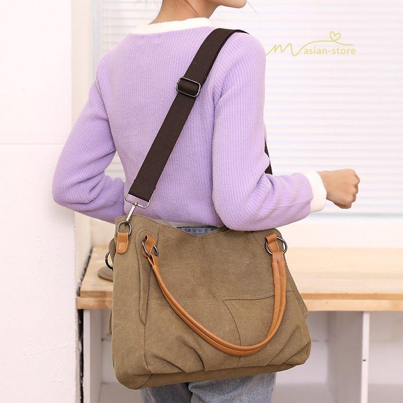 女性用バッグ | トートバッグ レディース ショルダーバック 大きめ ママバッグ 多収納 鞄 肩掛け 多機能バッグ 手提げかばん キャンパス ズック 斜めがけ 帆布 大容量