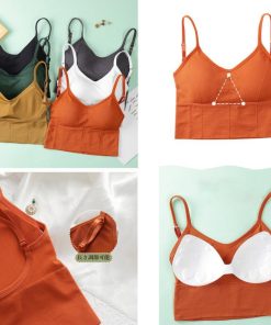 キャミソール | リブレディース 下着 カップ付き タンクトップ インナー ショート丈 Uオープンバック ベアトップブラ 春夏