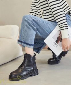 ショートブーツ | レディース ブーティー 太ヒール ブーツ ショートヒール カジュアル レースアップ 編み上げブーツ 厚底ブーツ 厚底 コスプレ靴 歩きやすい