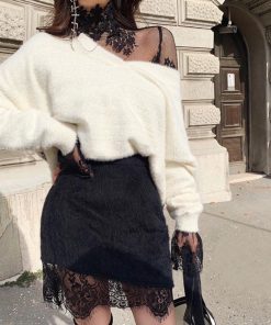 透かし編みトップス | トップス インナー ブラウス 長袖 レディース ネック シースルー