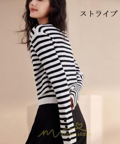 ニット・セーター | ニット トップス レディース セーター 長袖 体型カバー 30代 40代 50代 ボーダー柄 着痩せ お出かけ 送料無料 オシャレ 可愛い 着回し 部屋着 秋冬コーデ