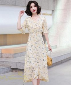 ミディアム | Aラインワンピース レディース ワンピース 着痩せ 上品 ハイウエスト サマーワンピース おしゃれ ゆったり Vネック 20代 30代 通勤 通学 お出かけ 40代 韓国風