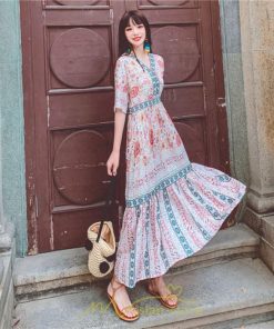 マキシ | ワンピース ロングワンピース エスニックワンピース コットン リゾートワンピース ワンピ 半袖 大人 夏 ゆったり リゾート お出かけ 普段使い きれいめ