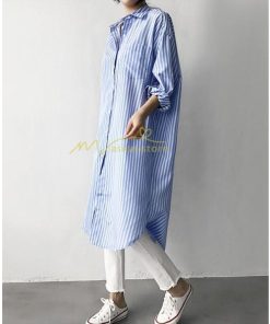 ミディアム | シャツ レディース シャツワンピース ロングシャツ 長袖 薄手 ポリエステル 秋 夏