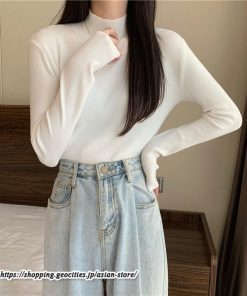 ニット・セーター | カットソー ニット レディース リブニット 長袖 秋冬 春 トップス スリム ストレッチ インナー 無地 プルオーバー 通学通勤 長袖ニット 長袖カットソー 着痩せ