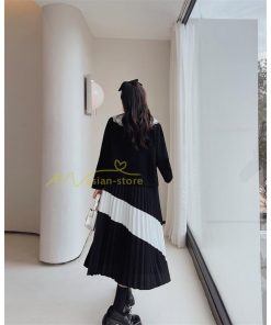 マキシ | 切り替えワンピース 秋 レディース 裾プリーツワンピース ロングワンピース ゆったり 大きいサイズ 秋物 長袖 30代50代 大人 プリーツ 可愛い Vネック