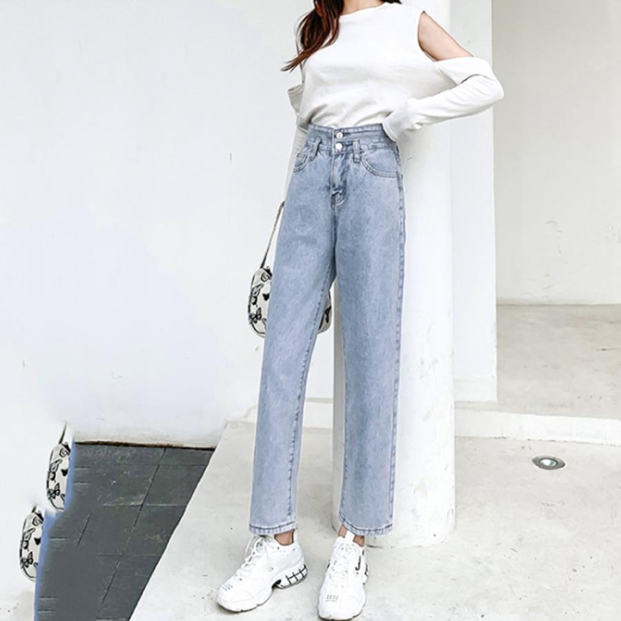 デニム | ハイウエスト ストレート デニムパンツ