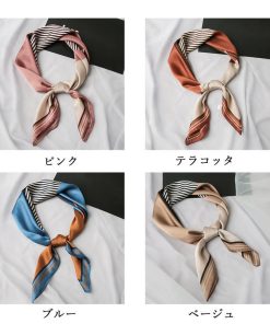 その他小物 | シルク風スカーフ 首巻き 配色バンダナ