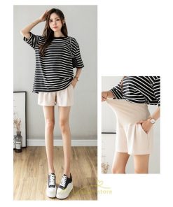 パンツ レギンス | マタニティパンツ ショートパンツ 2点セット 綿麻 調整可 腹包み 妊婦 妊娠 パンツ 短パン マタニティウェア ママ 夏服 涼感 無地