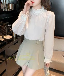 シャツ・ブラウス | ブラウス レディース きれいめ 40代 春秋 上品 無地 ブラウス 長袖 ゆったり オシャレ 韓国風 通勤 着痩せ フェミニン 30代 大人 カジュアル レース付き 50代