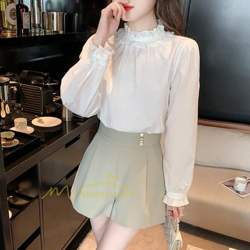 シャツ・ブラウス | ブラウス レディース きれいめ 40代 春秋 上品 無地 ブラウス 長袖 ゆったり オシャレ 韓国風 通勤 着痩せ フェミニン 30代 大人 カジュアル レース付き 50代