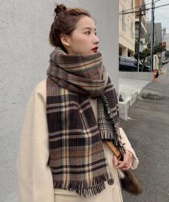 マフラー | チェック柄大判ストール 両面マフラー秋冬