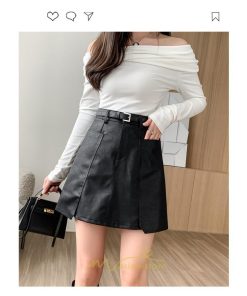 スカート | ミニ秋冬 レザー 無地 レディース 40代 Aライン 30代 20代 50代 着痩せ 通勤 オシャレ カジュアル オフィス OL 着痩せ ベルト付き