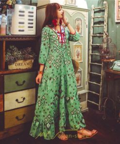 マキシ | ワンピース 個性的 ロングワンピース マキシワンピース エスニック 幾何学柄 リゾート ワンピ カジュアル 春夏 20代30代40代50代 ゆったり 大人 体型カバー