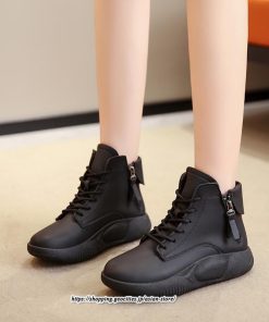 ブーツ | ムートンレディース ショート 編み上げ ジッパー付き スニーカー カジュアル 歩きやすい 秋 2022新作 冬 痛くない 内ボア