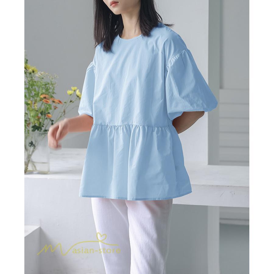 tシャツ・カットソー | Tシャツ レディース トップス サマー 半袖 無地 ゆったり ゆったり 可愛い フェイク 春物 夏服 カットソー 20代30代40代 ブラウス 薄手 体型カバー シンプル