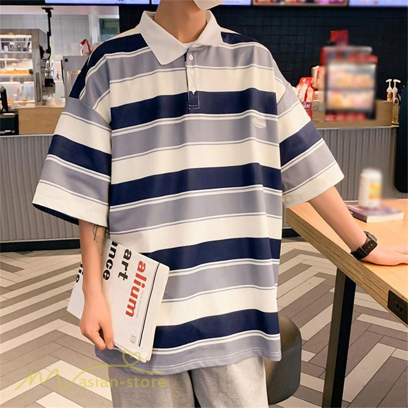 Tシャツ | ポロシャツ メンズ ボーダー 半袖シャツ カットソー メンズゆったり カジュアル 夏新作 おしゃれ ポロ サマーシャツ カッコウイイ 夏 プレゼント 上品