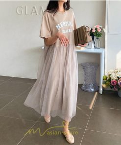 マキシ | ワンピース レディース マキシ丈 コットン 体型カバー 着痩せ 韓国風 30代 40代 50代 丸ネック 通勤 OL 新作 2022 お出かけ デート おしゃれ キレイめ