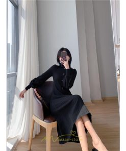 ニットワンピース | ロングワンピース ワンピース レディース ロング丈 秋 冬 ハイネック 長袖 体型カバー 秋冬 上品 OL 50代 30代 40代 通勤