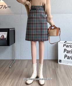 スカート | ミモレ丈 ひざ丈 レディース チェック柄 体型カバー 着痩せ Aライン ハイウエスト 上品 2022新作 通勤 秋冬コーデ オシャレ 韓国風 キレイめ