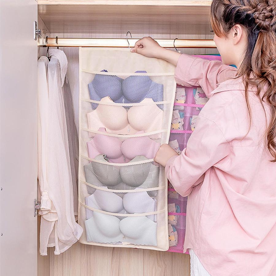 その他小物 | 下着収納 省スペース ウォールポケット 大容量 両面収納バッグ 壁掛け収納袋 メッシュ 小物収納ポケット 吊り下げ収納