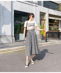 スカート | チェック柄 ロング丈 フレア ボトムス レディース 春 夏 秋 冬 体系カバー Aライン ウエストゴム おしゃれ 通勤 OL カジュアルブ無地 韓国風