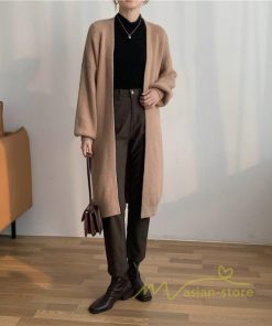 カーディガン | ロングニット2022秋冬 レディース アウター パフスリーブ 羽織り 長袖 ニット 20代40代 ニットカーデ 通学通勤 大人 セーター