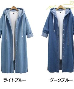 デニムコート | デニムチェスターコート ジージャン カーディガン 帽子掛け スタイリッシュ シンプルデザイン ゆったり 快適生地 デイリーコーデ 大きいサイズ