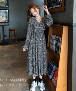 ワンピース | 花柄長袖 春服40代 フレアスカート ロング丈 シフォンワンピ きれいめ レディース 体型カバー