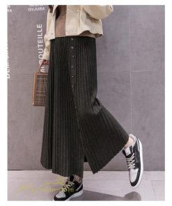 スカート | マタニティ Aライン秋 冬 コーデ 着痩せ 裾口スリット ニット 体型カバー リブ ウエスト調整 マタニティウェア 大きいサイズ カジュアル