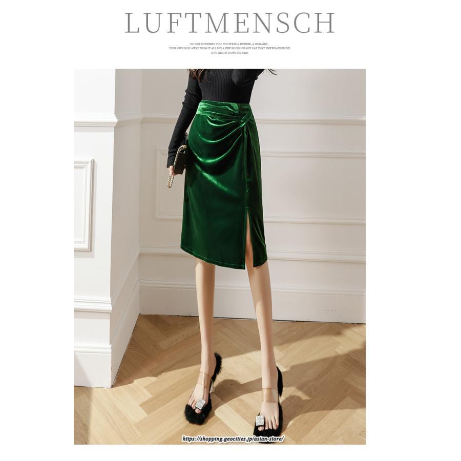 スカート | ミモレ丈 ひざ丈 レディース スウェット 着痩せ Aライン レトロ風 スリット 上品 2022新作 韓国風 オシャレ キレイめ 通勤 秋冬コーデ