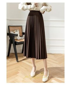 スカート | ロングロング 春 秋 プリーツ レデイース  体型カバー 着痩せ 通勤 通学 裏地付き ウエストゴム ゆったり お呼ばれ 楽チン 女子会 キレイめ